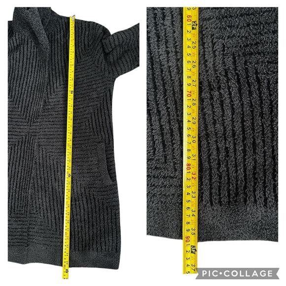Barefoot Dreams Angular Striped Cardi Gray Black Soft Thick Women’s Large $198 - Picture 12 of 14